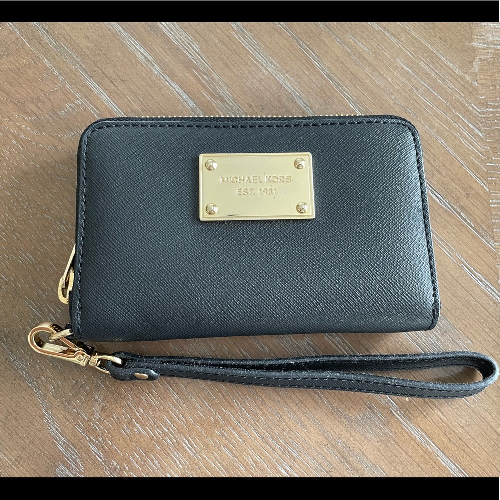 Michael Kors black wristlet wallet